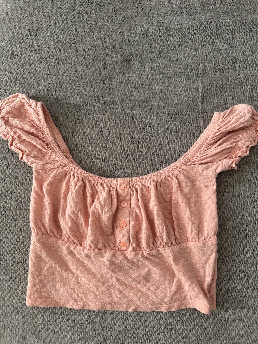 Billabong Blush Pink Ruched Button-Front Crop Top